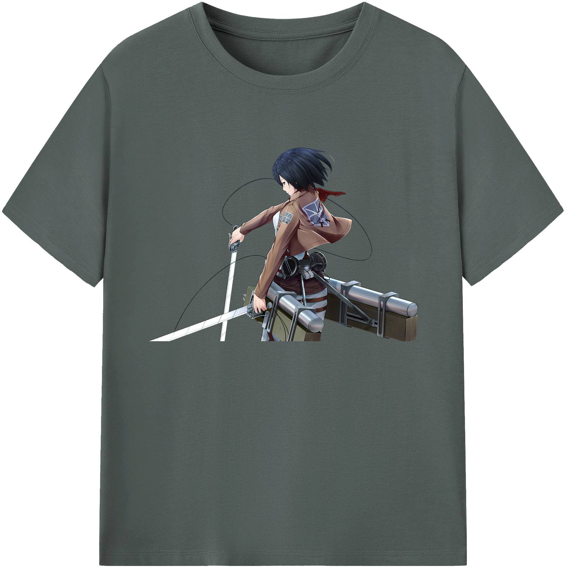 （画像用） 進撃の巨人 ミカサ·アッカーマン Attack on Titan Mikasa Ackerman 綿100％ メンズ半袖Tシャツ｜肌触りやわらか＆通気性